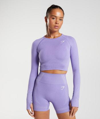 Dámské Oříznuté Topy Gymshark Vital Seamless 2.0 Fialové | CZ 3693GSO